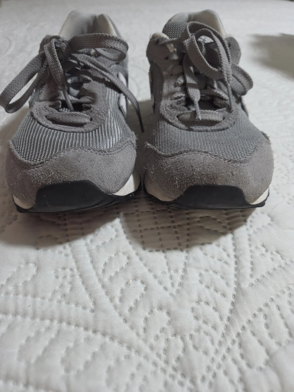 New Balance Gray Mesh & Suede Sneakers